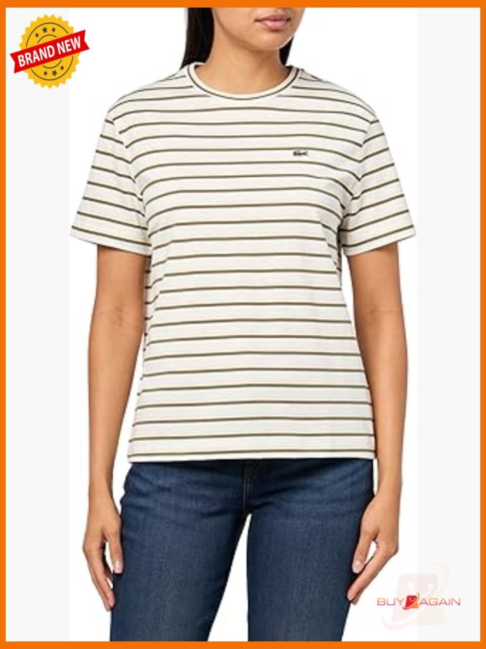 Short Sleeve Striped T-Shirt Crew Neck Cotton Regular Fit